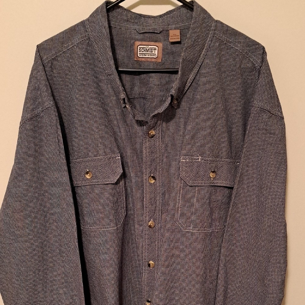Schmidt Workwear Dark Blue And White Shirt.  Size 4XL